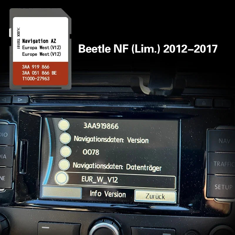 VW Beetle NF RNS315 WEST Card &ndash; Norway Austria Poland Maps CHINA / Beetle NF Lim