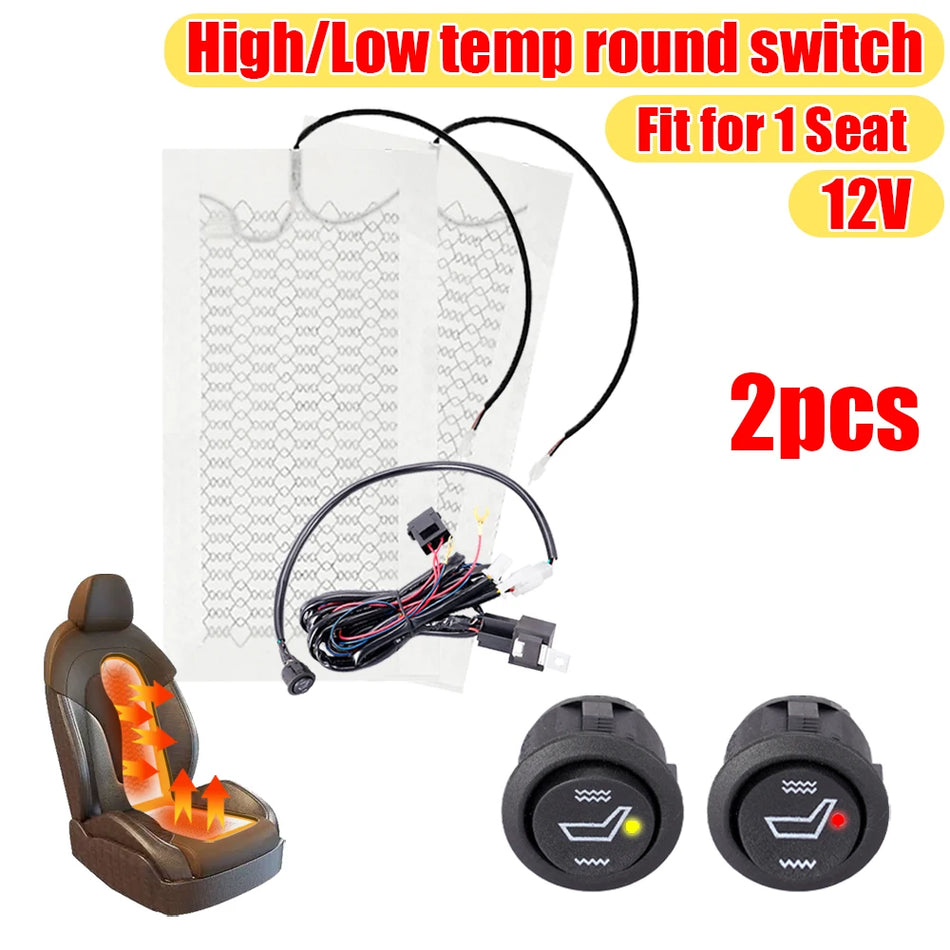 HulitTopCN Car Seat Heater Kit 12V, 2-Pcs, Carbon Fiber Heating Pads
