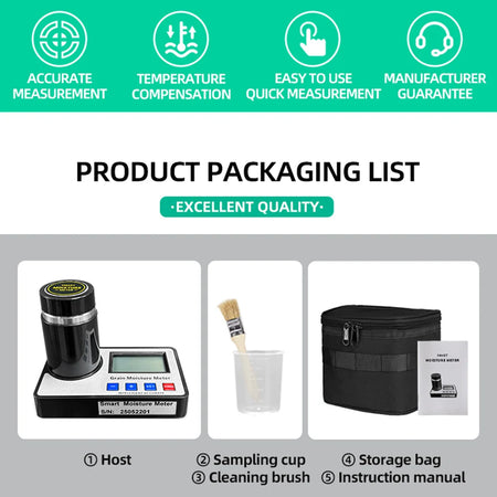 Coffee Bean Grain Moisture Meter &ndash; Digital Backlit Display