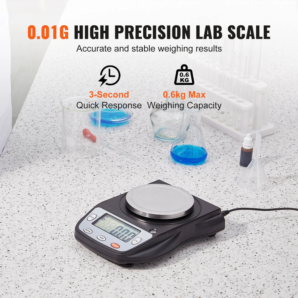 Analytical Balance 600x0.01g Jewelry Lcd Display