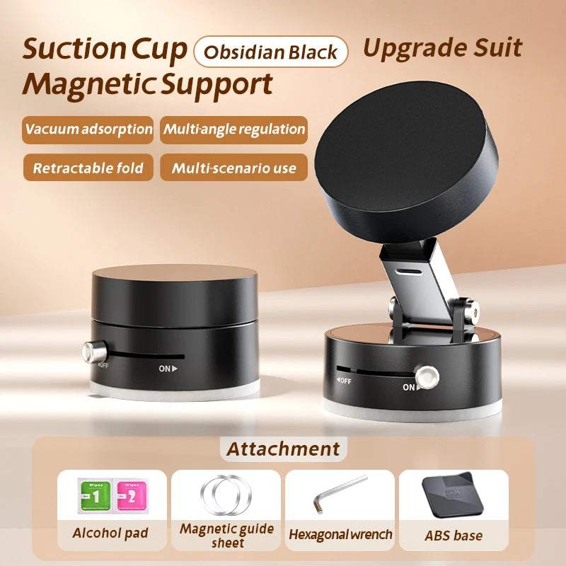 SINGPOD Magnetic Vacuum Car Mount &ndash; Adjustable Foldable Design Black With base