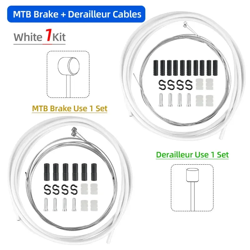 Deemount Brake Derailleur Cables Kit &ndash; Durable Carbon Steel Construction MTB D1D04-C1C05 WT / CHINA