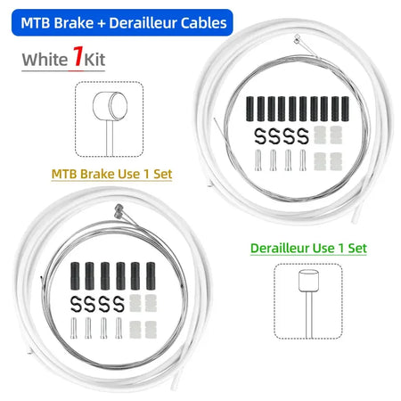 Deemount Brake Derailleur Cables Kit &ndash; Durable Carbon Steel Construction MTB D1D04-C1C05 WT / CHINA