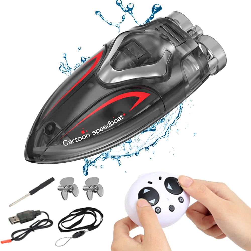 TKKJ Mini RC Boat &ndash; High Speed Turbo Propulsion With LED A-black