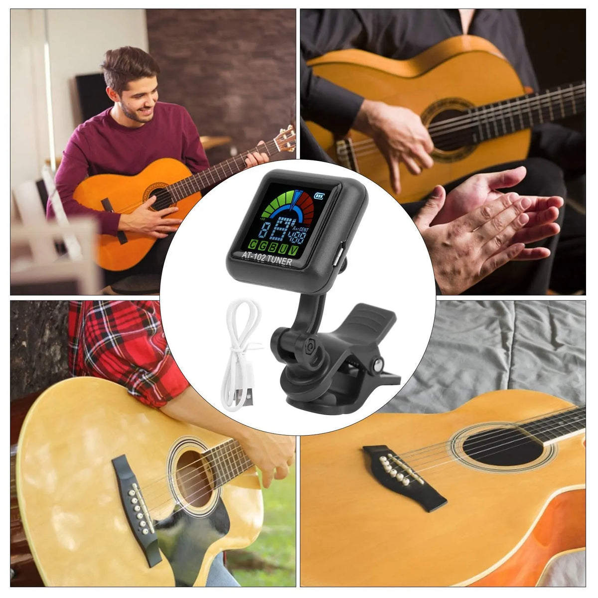 Guitar Tuner AT-102 &ndash; Clip-On Tuner for Multiple Strings