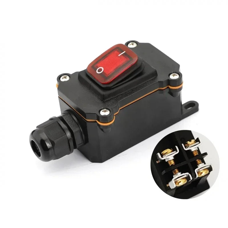 IP65 Waterproof Outdoor Rocker Switch with LED Indicator and Inline Cord