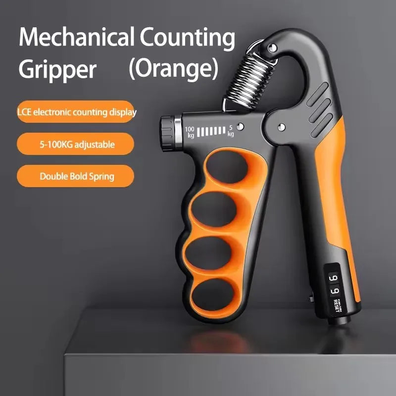 Adjustable Handgrip Grip Strengthener 5-100kg for Fitness Recovery Mechanical Orange
