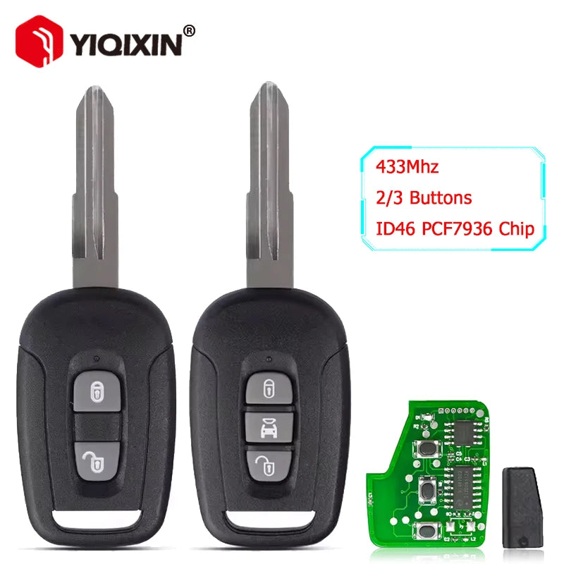 Дистанционно ключче за Chevrolet Captiva 2008-2018 2/3 бутона 433MHz ID46 PCF7936 непорязан нож