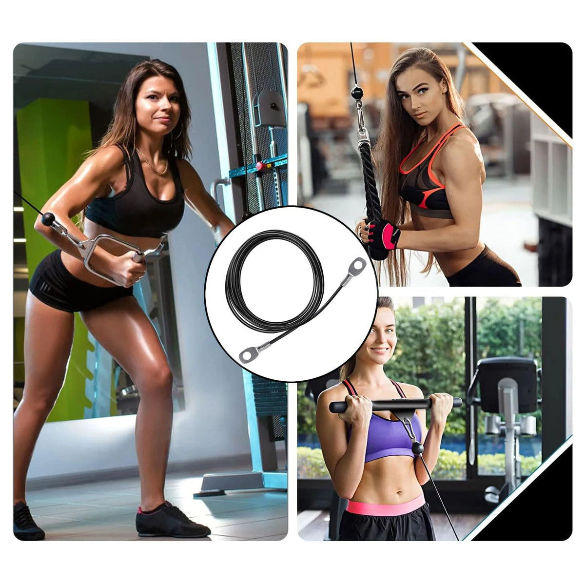 Heavy Duty Fitness Pulley Cable for Home Gym - 98/118 Inch, Durable Accessory