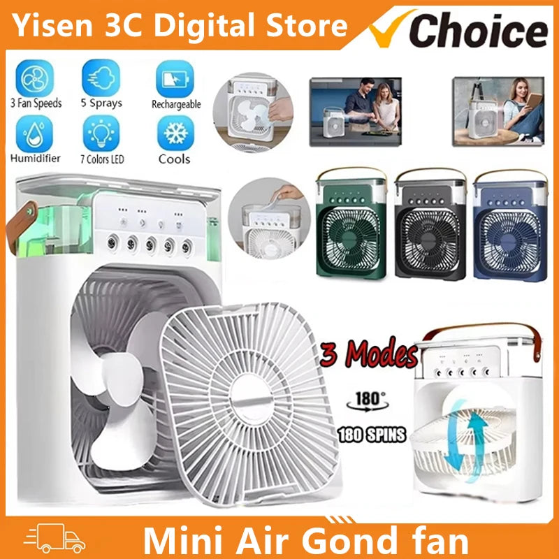 Mini Air Gond Fan - Five-Hole Spray Humidifier for Desktop