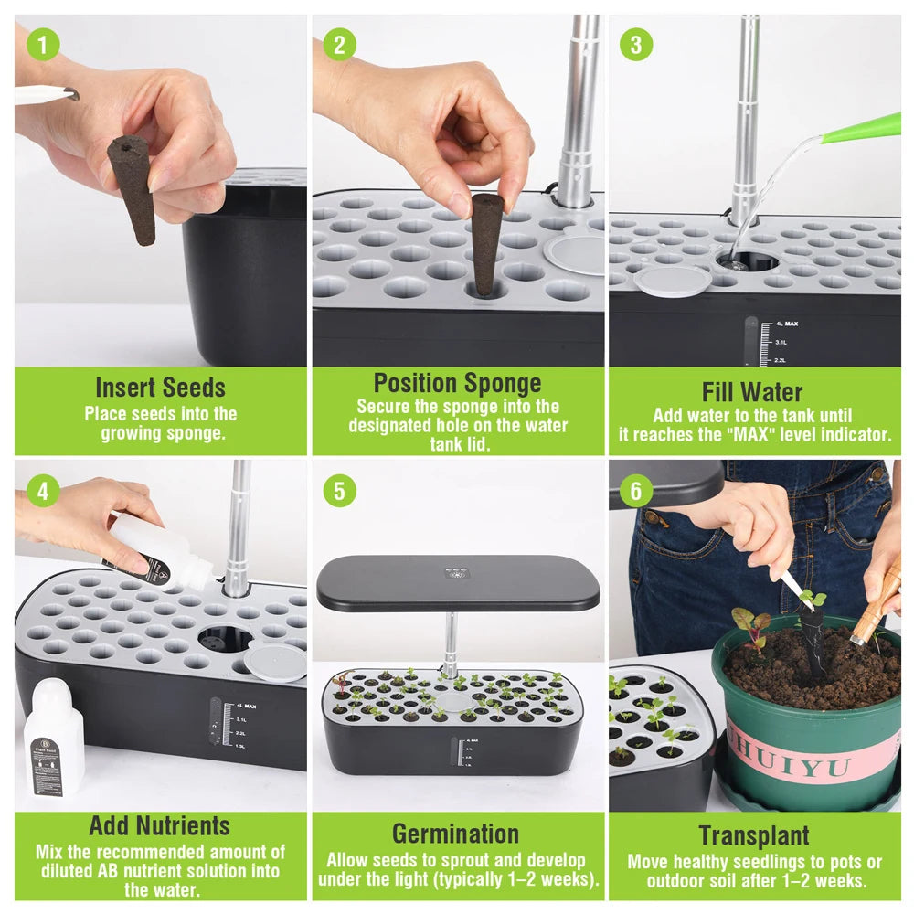 Hydroponics Growing System &ndash; LED Growth Light Self Watering