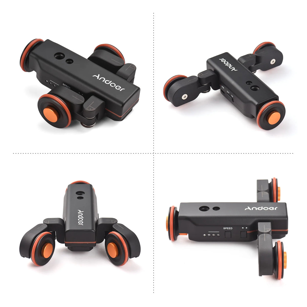 Motorized Camera Video Trolley - Adjustable 3-Speed Slider with Remote