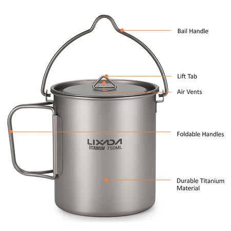 Ultralight 750ml Titanium Pot &ndash; Ultra Lightweight Camp Mug