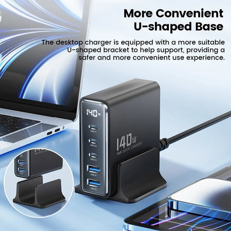 Toocki 140W GaN USB Charger &ndash; 5in1 Desktop Fast Charge