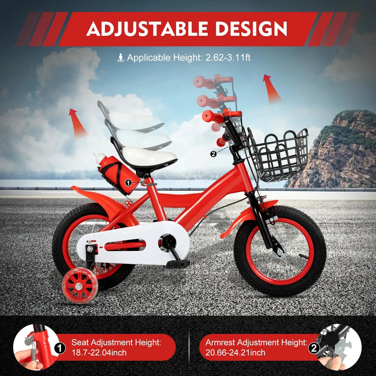 12 Inch Kids Bike With Adjustable Seat &ndash; Training Wheels