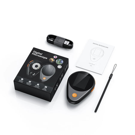 500X Digital Handheld Microscope - 2 Inch IPS Screen 8 LED 500X Black