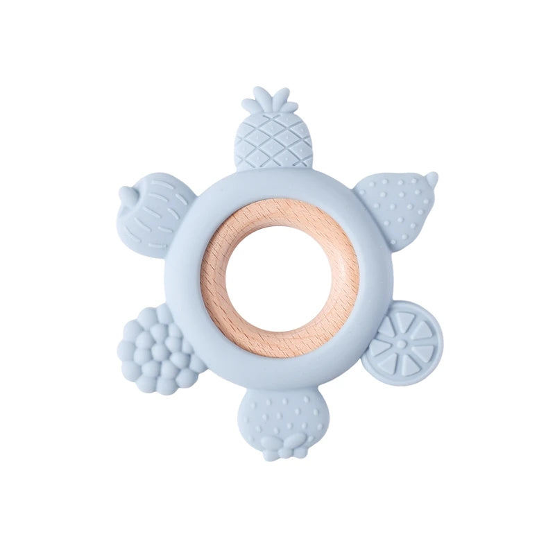 Silicone Animal Teether Ring for Babies Blue