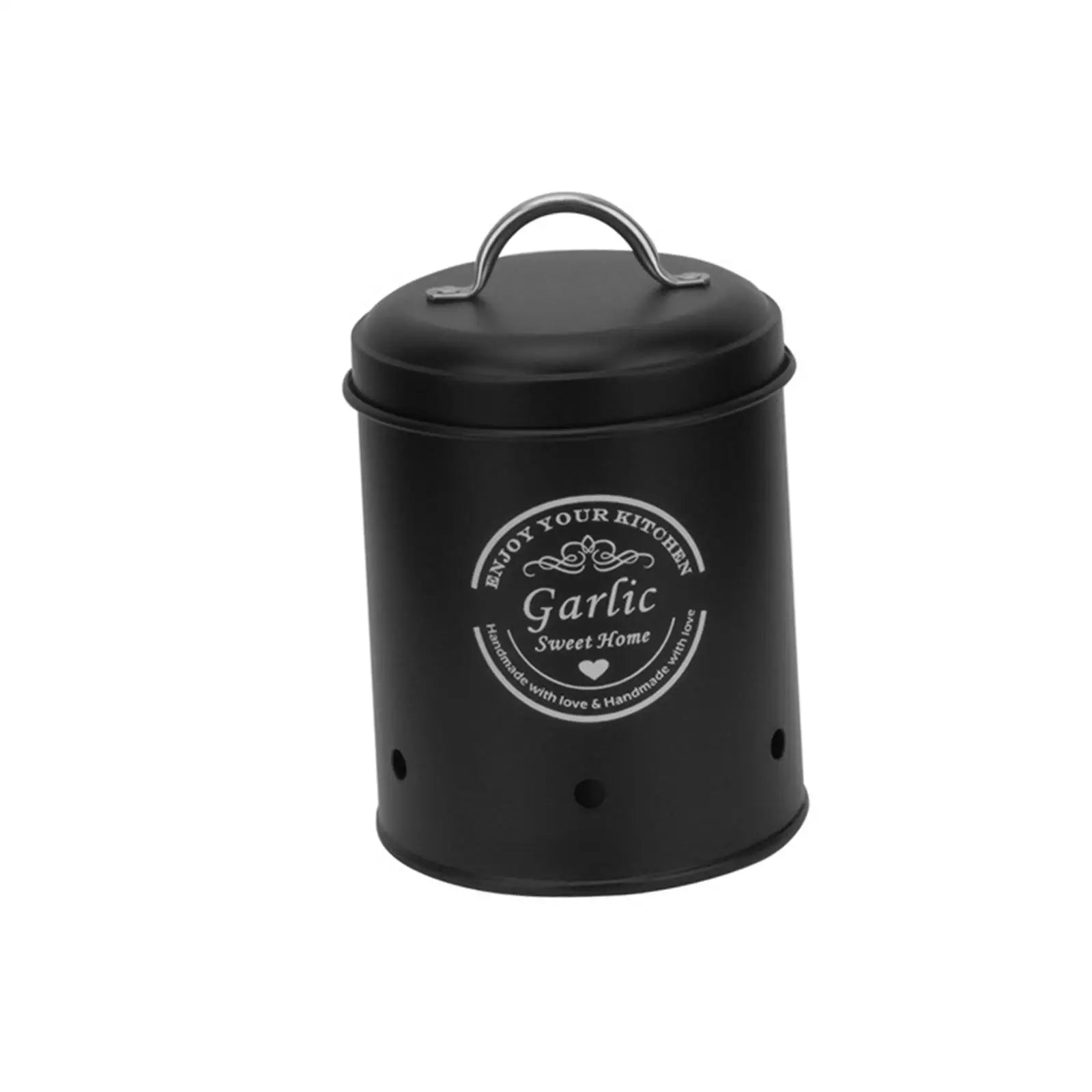 Potato Onion Garlic Storage Bin &ndash; Airtight Lid with Farmhouse Decor Small Black