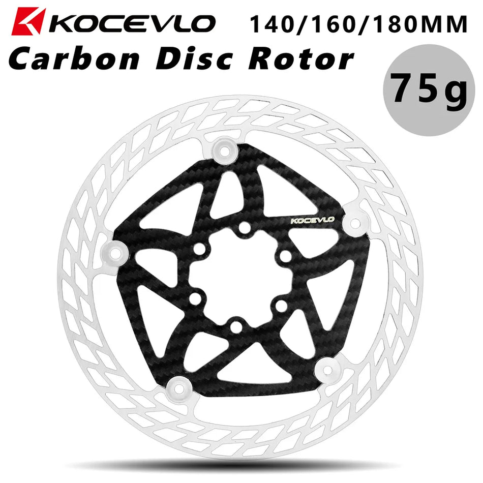KOCEVLO Ultralight Carbon Disc Brake Rotor With 3K Carbon And Steel, Lightweight 140/160/180mm