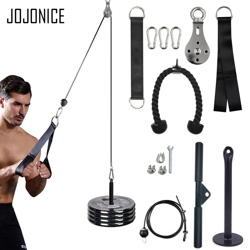 Sistema de Cabos de Pulley de Fitness Ajustável de 2,5m para Treinos de Braço em Casa