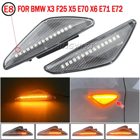 2x Sequential Flashing LED Turn Signal Side Marker Lights For BMW X3 F25 X5 E70 X6 E71 E72 Blinker Lamps 63137171007/8 by InterCyprus Trading Ltd