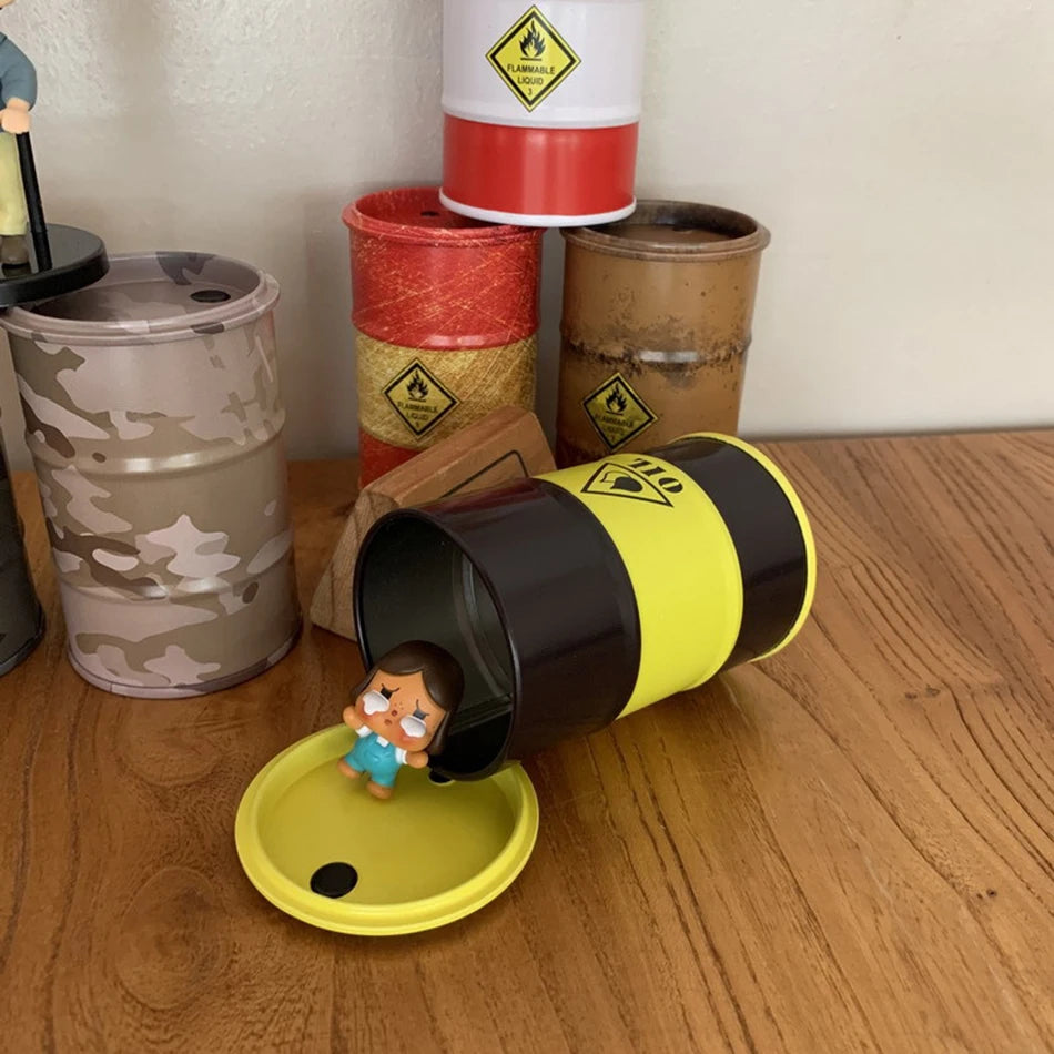 Iron Mini Oil Drum Model &ndash; Unique Desktop Decoration for War Games