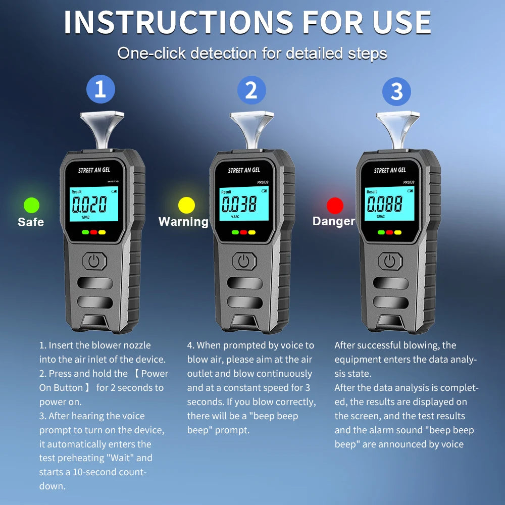 LCD Display Alcohol Tester &ndash; Voice Broadcast Enabled
