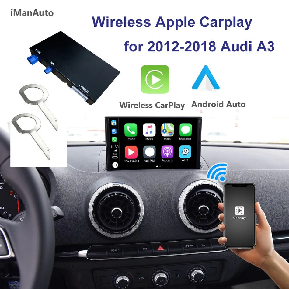 Langaton CarPlay Moduuli Android Autolla ja Peruutuskameralla Audi A3 S3 8V B9