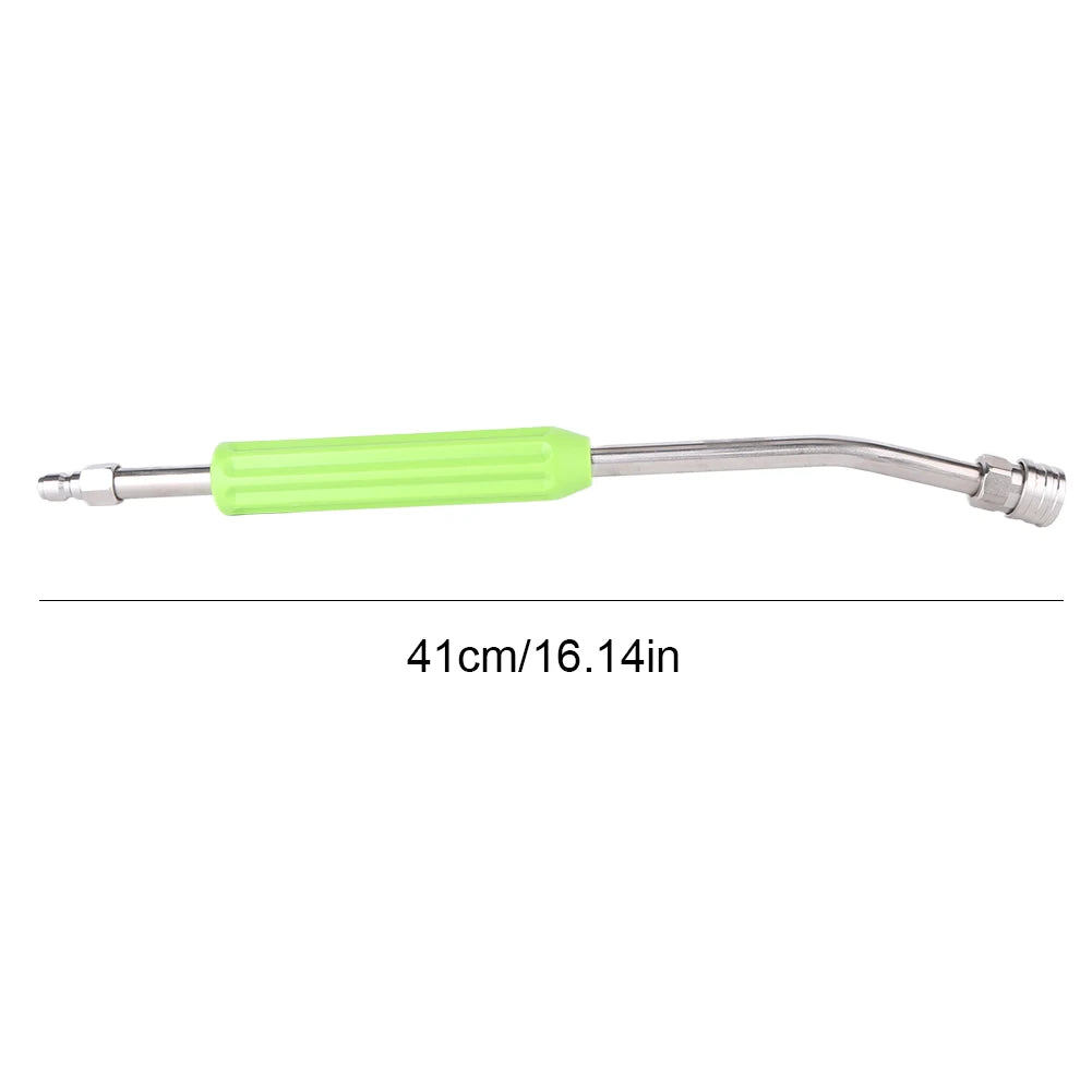 High-Pressure Car Wash Gun Extension Rod - Stainless Steel Jet Washer Lance Green 41cm