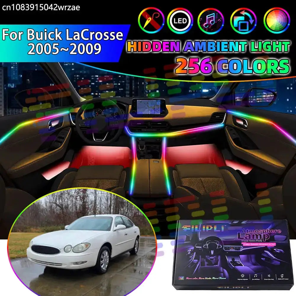 For Buick LaCrosse 2005~2009 Allure MK1 1th RGB Car Interior Ambient Lights Strips Breathing Lighting Kit App Control LED strips by InterCyprus Trading Ltd
