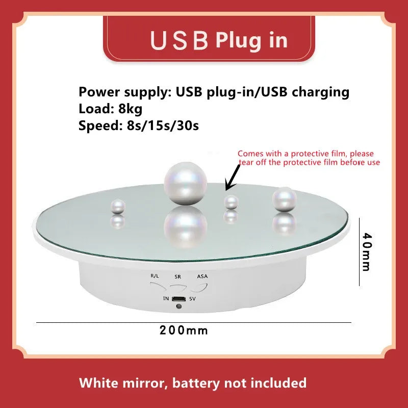 360-Degree Electric Swivelling Display Turntable with 3 Speed Settings White mirror / CHINA