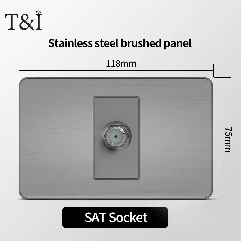 118 Grey Wall Socket USB Type-C Tuya WiFi &ndash; Smart WiFi SAT Socket / Grey