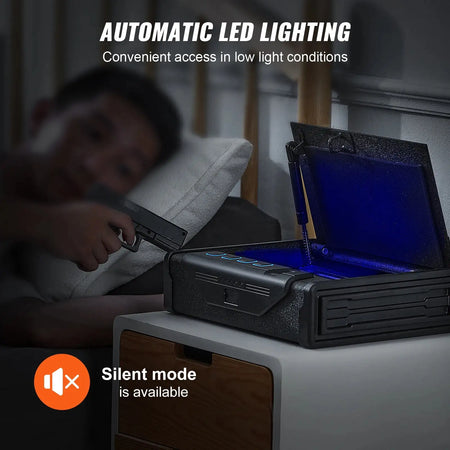 Steel Pistol Gun Safe 3 Way Quick Access Biometric