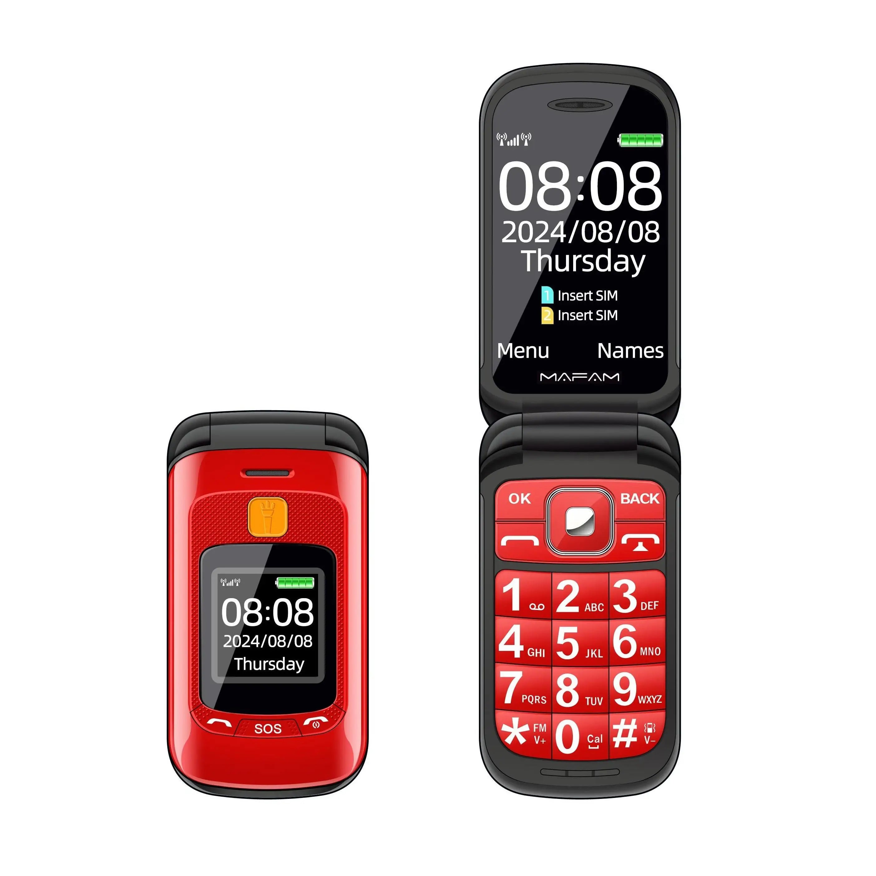 Senior Flip Dual Display Phone For Elderly &ndash; Large Keys F899 Red / Standard