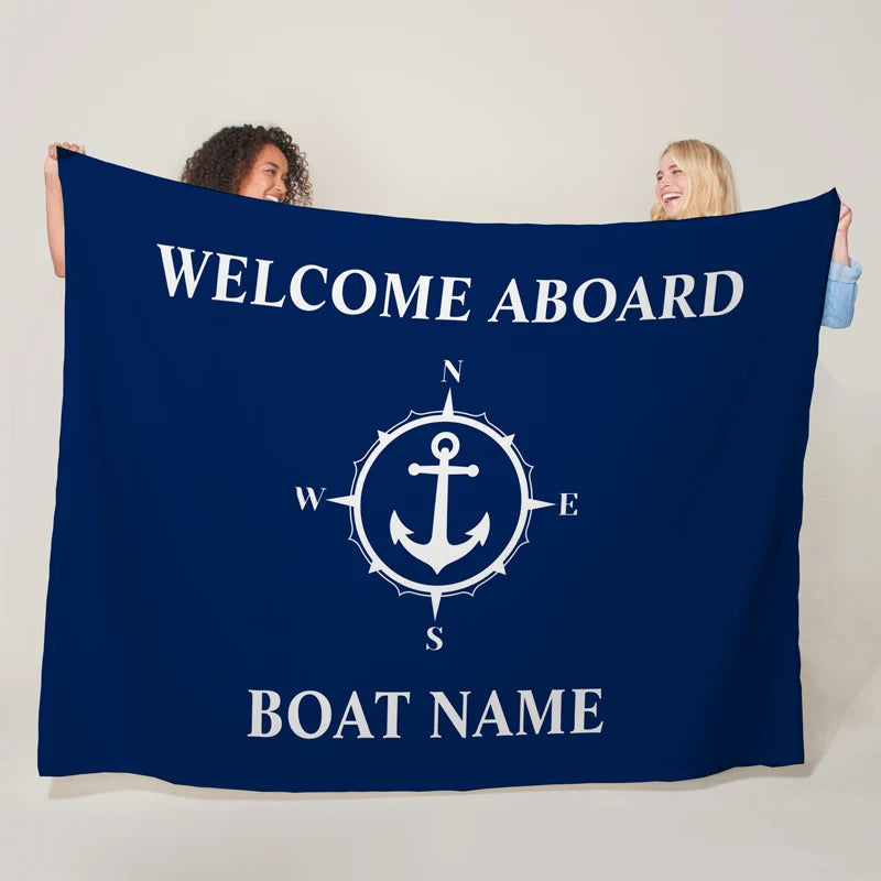 Custom Boat Name Blanket - Personalized Nautical Decor Gift LK240731000023 / 75x100cm