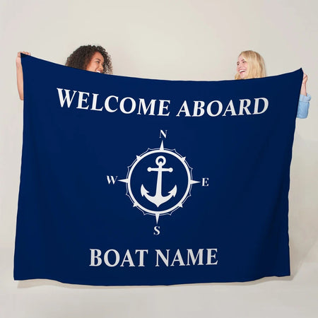 Custom Boat Name Blanket - Personalized Nautical Decor Gift LK240731000023 / 75x100cm