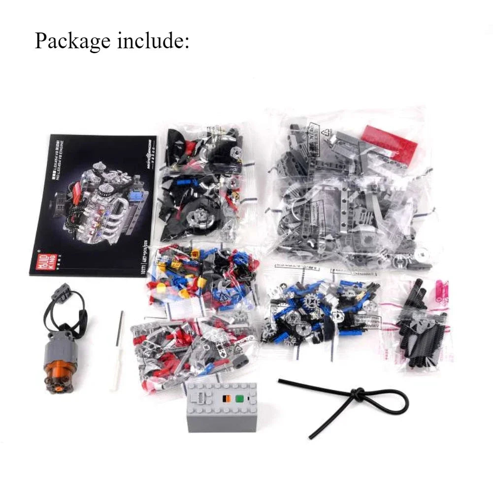Mould King 10171 LSX454 V8 Engine Model Building Kit - Motorized &amp; Electric Drive
