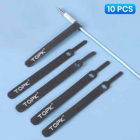 TOPK Releasable Cable Organizer Ties Mouse Earphones Wire Management Nylon Cable Ties Reusable Loop Hoop Tape Straps Tie by InterCyprus Trading Ltd