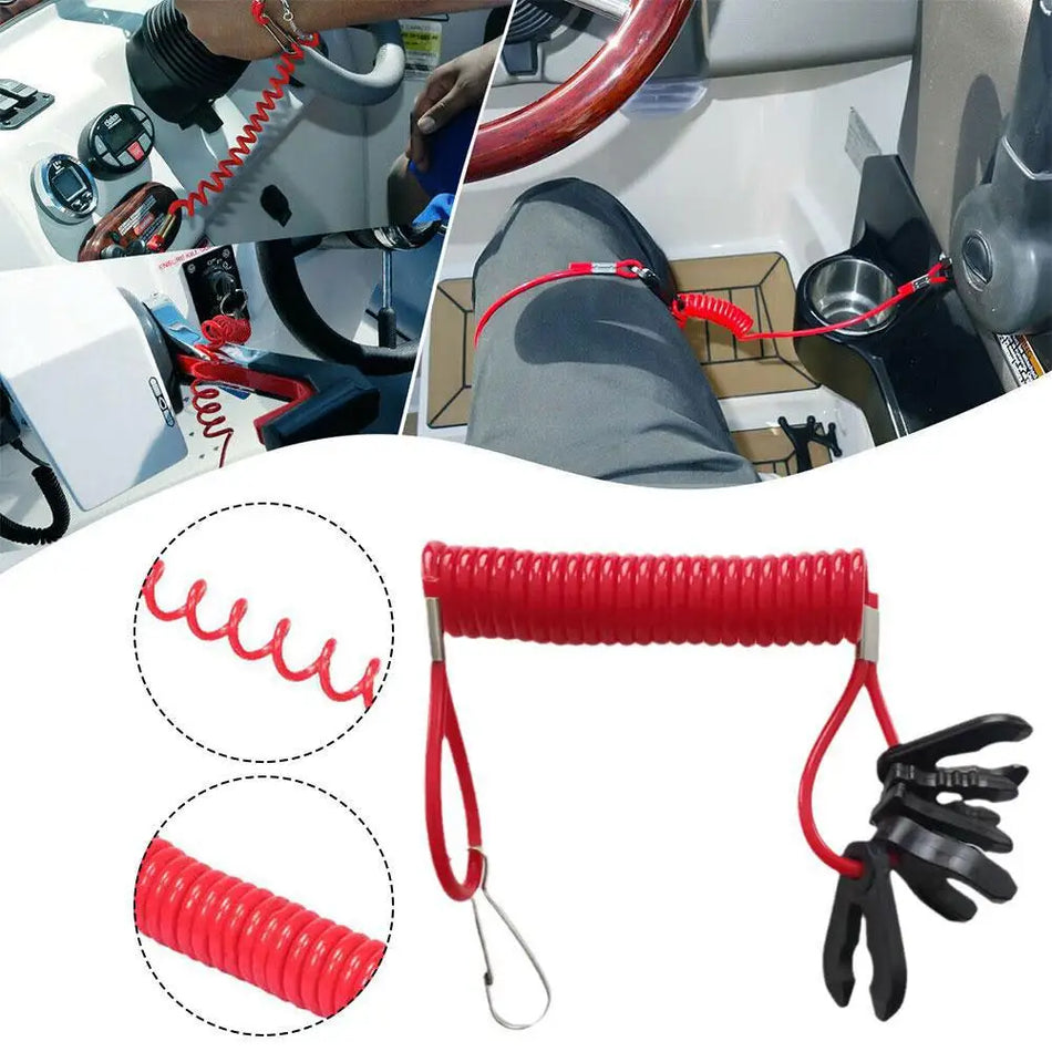 Boat Motor Kill Switch Lanyard &ndash; Universal Safety Tether for Outboard Engines