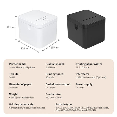 HZTZ 58mm Thermal Receipt Printer &ndash; USB Bluetooth POS