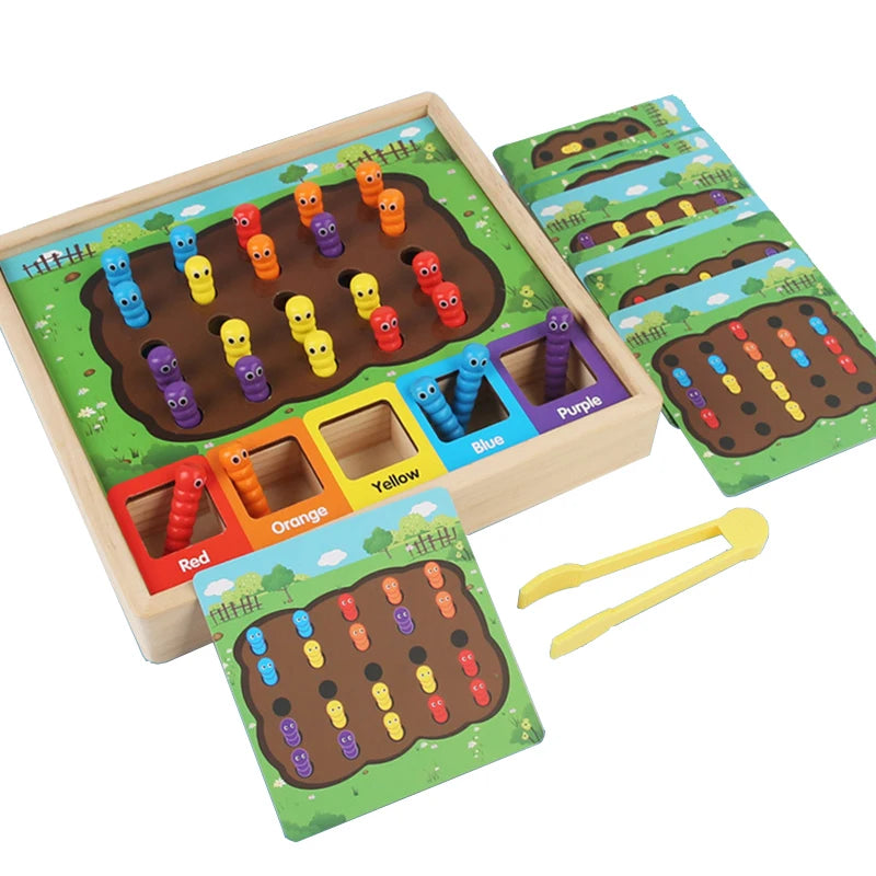 Worm Catch Game &ndash; Montessori Colour Sorting Sensory Toy ATS30364
