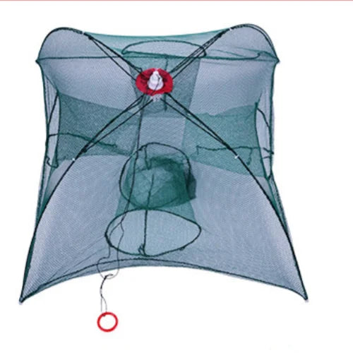 Portable Fishing Net: Foldable Nylon Fish Trap with 24 Holes