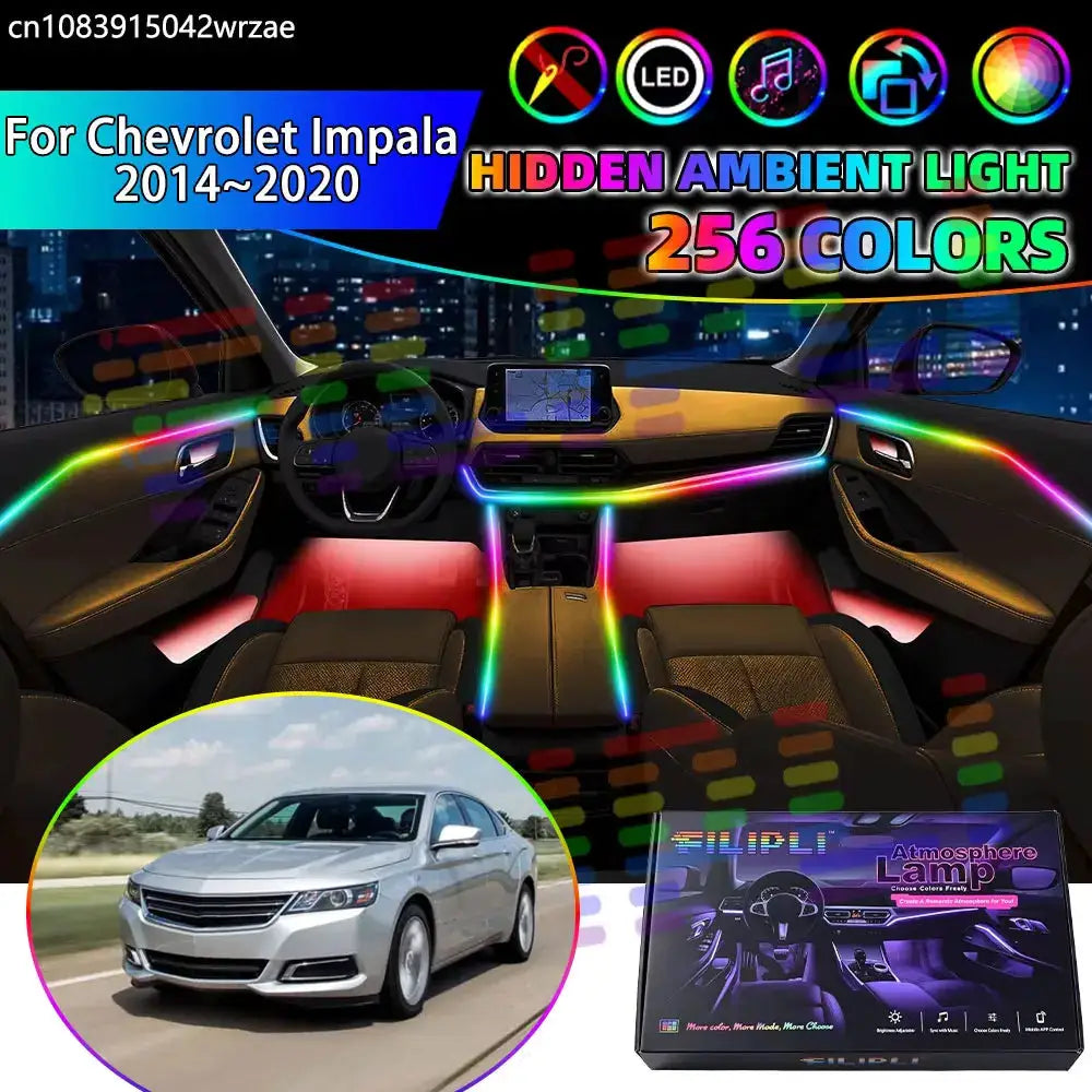 For Chevrolet Impala 2014~2020 MK10 2015 RGB Car Interior Ambient Lights Strips Breathing Lighting Kit App Control LED strips by InterCyprus Trading Ltd