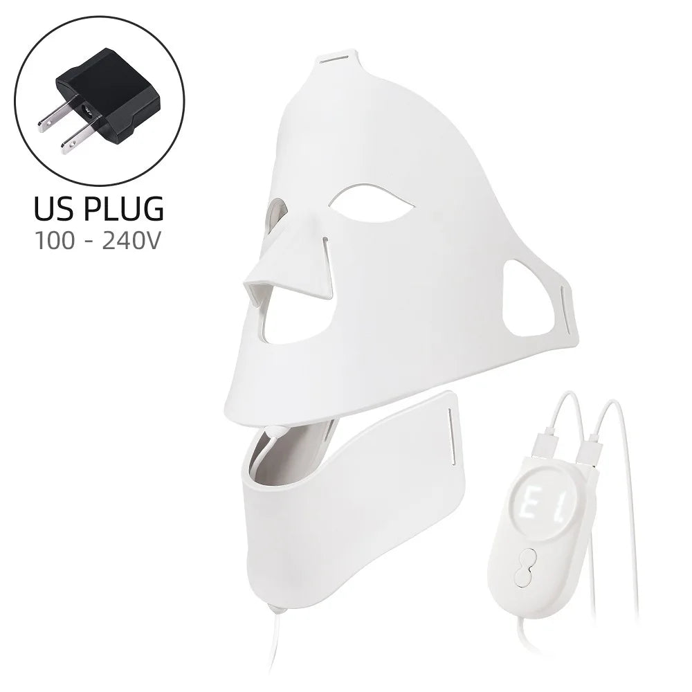 Foreverlily Face Neck Silicone LED Mask &ndash; 7 Colors Photon Therapy US PLUG (100-110V)