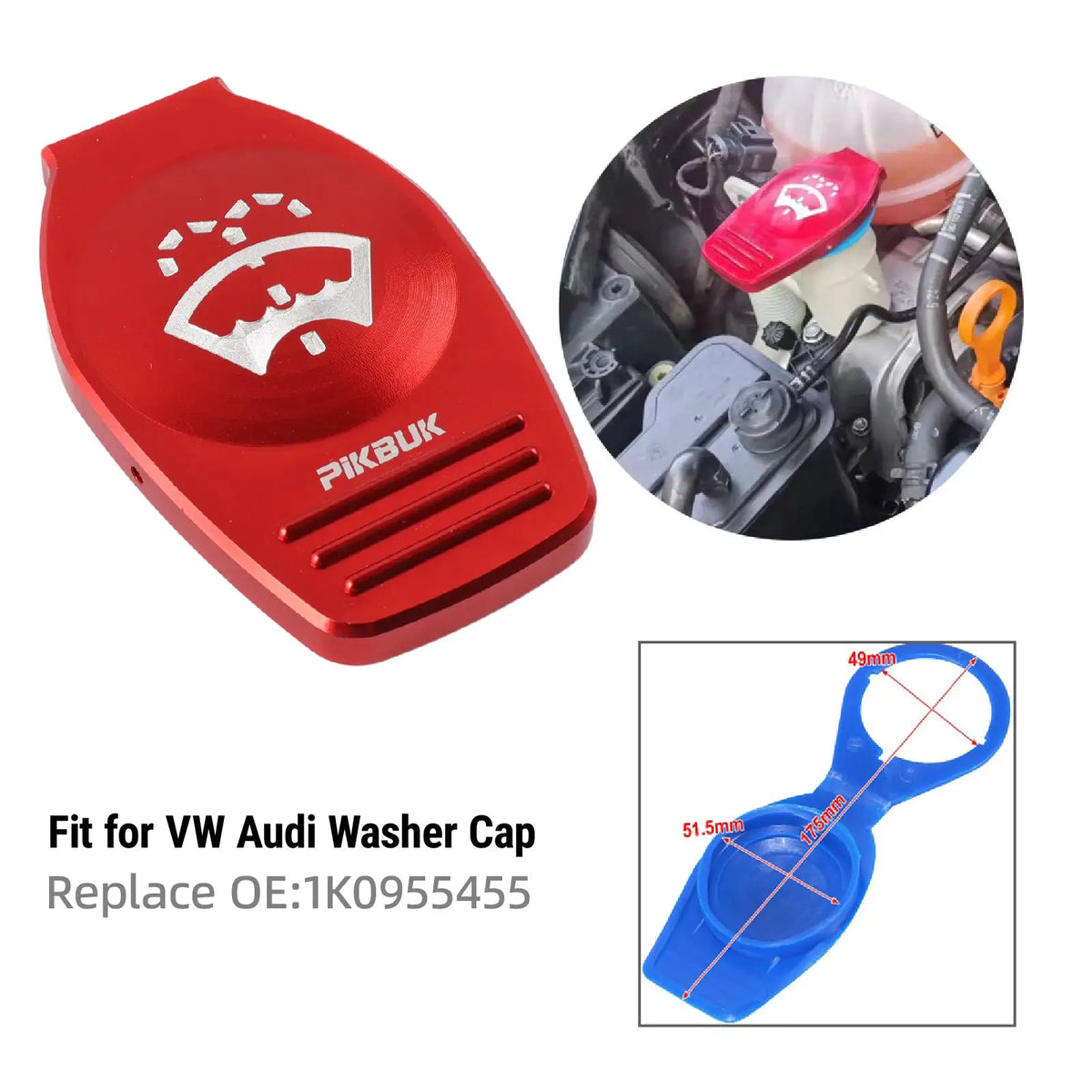 PIKBUK Aluminum Oil Cap Tank Bottle Cap For VW CC Golf 6 R MK6 Scirocco EA888 Engine Protection Original Part by InterCyprus Trading Ltd