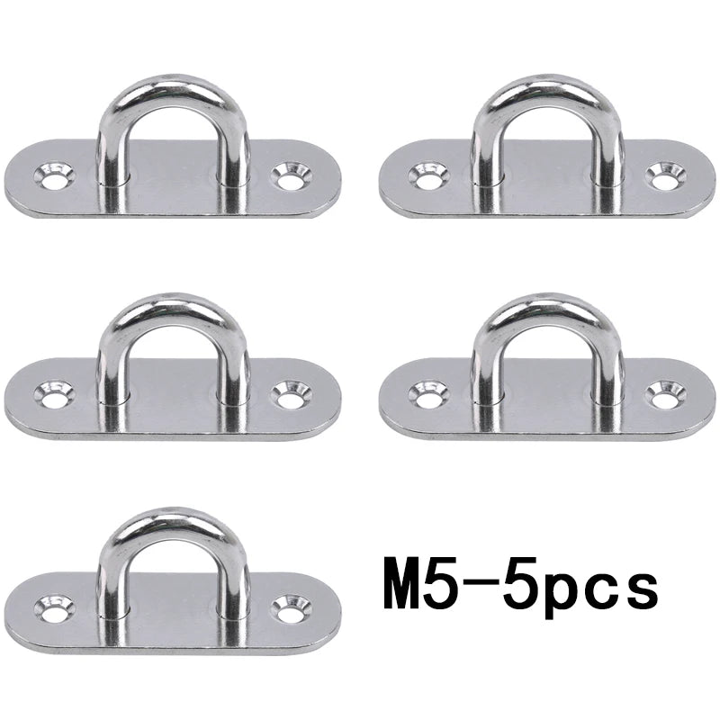 304-M6 M5 M8 Oval Eye Board Marine Deck Buckle Staple Boat Shade Sail Mounting Fastening Set - 304 Marine Grade Stainless Steel M5-5pcs
