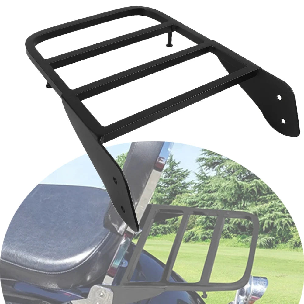 Black Motorcycle Rear Sissy Bar Luggage Rack &ndash; Durable Steel Construction for Yamaha V-Star 400 650 1100 XVS Classic