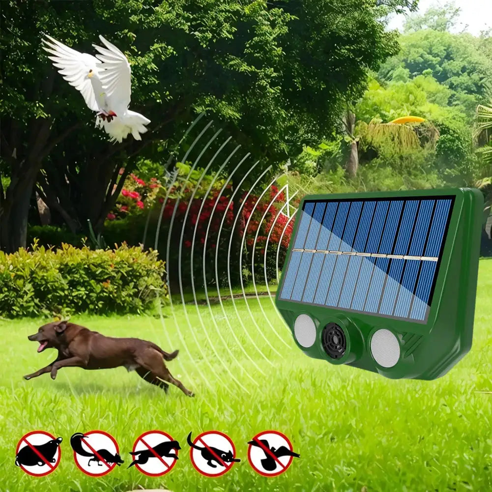 Solar Powered Ultrasonic Animal Deterrent IP66 Waterproof