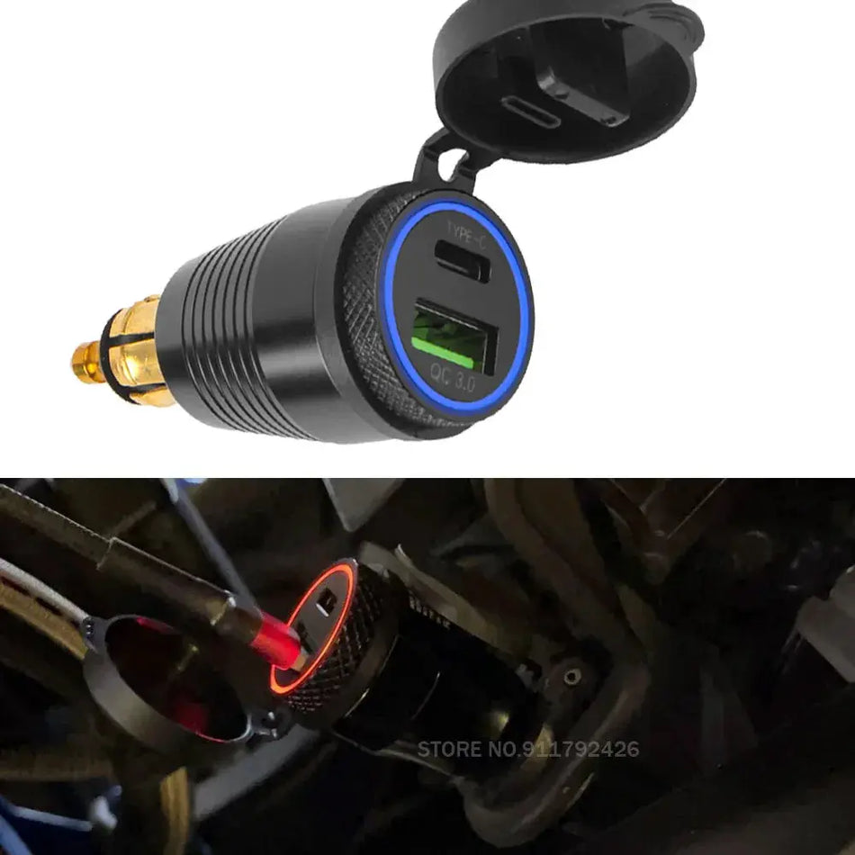 Motorcycle Quick Charger USB Type-C QC 3.0 Power Adapter Socket Plug For BMW R1100RT R1250GS Adventure R1200GS GS1200 ADV LC by InterCyprus Trading Ltd