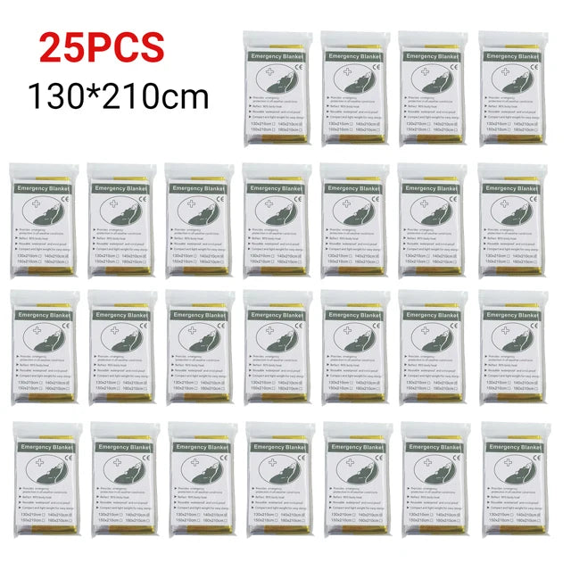5-30Pc Emergency Gold-Sliver Blanket 130x210Cm &ndash; Waterproof 25PCS-Gold-Silver